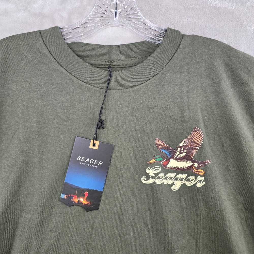 Seager T-Shirt Mens Medium Green Mallard Duck Graphic Short Sleeve Cotton Tee
